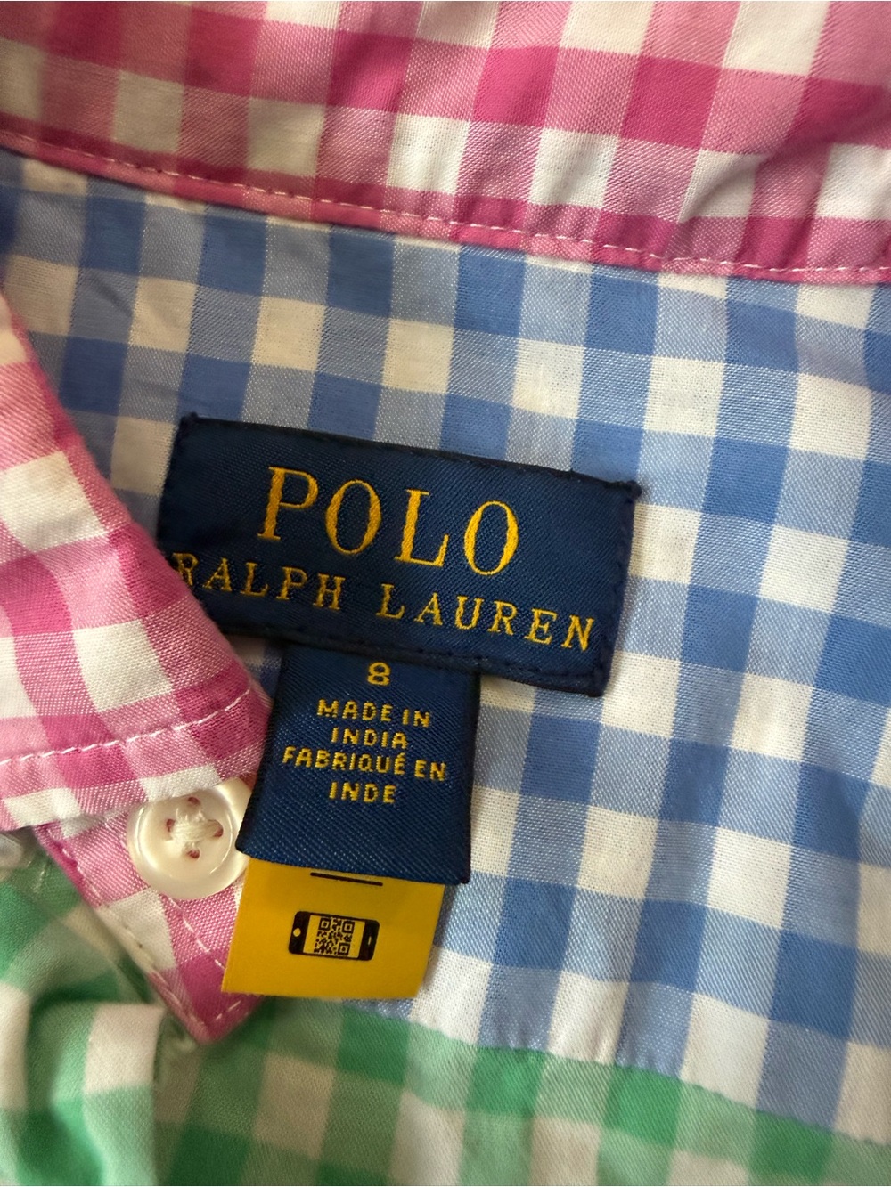 Polo Ralph Lauren Girls Colorblock Gingham Shirt Dress Size 8 - Picture 2 of 6